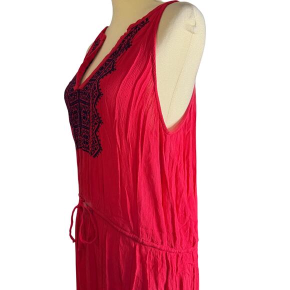 Gap Embroidered Split Neck Halter Dress, Red, Size Medium, NWT - Picture 5 of 8